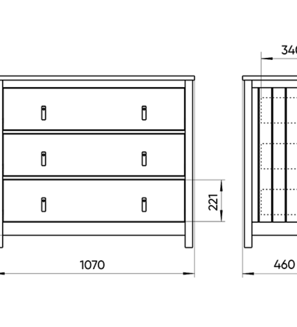 Комод Wood 3 ящика (серый)