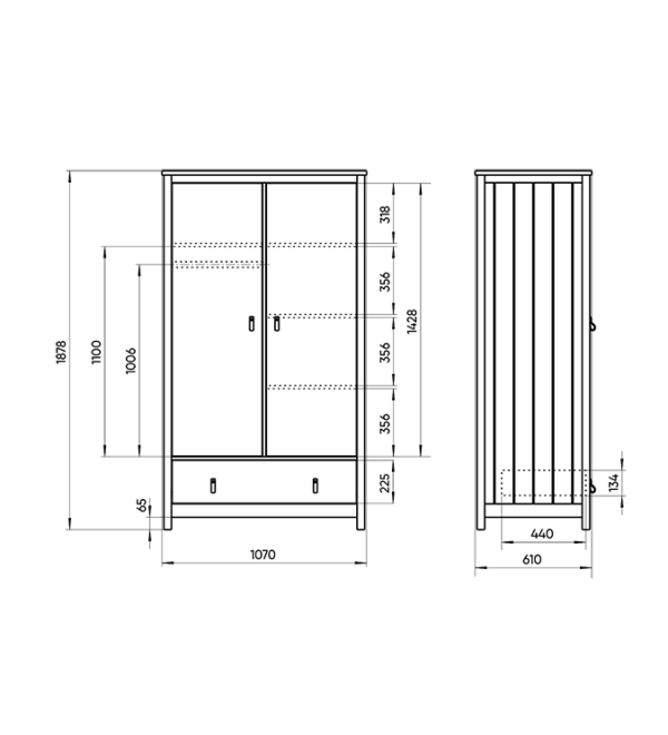 Шкаф Wood 2-х створчатый (серый)