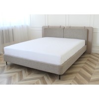 Кровать двуспальная Hub 160 см (бежевый, экокожа, рогожка)