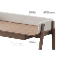 Стол письменный Basic 140*60 см (натуральный дуб, молочный экокожа)