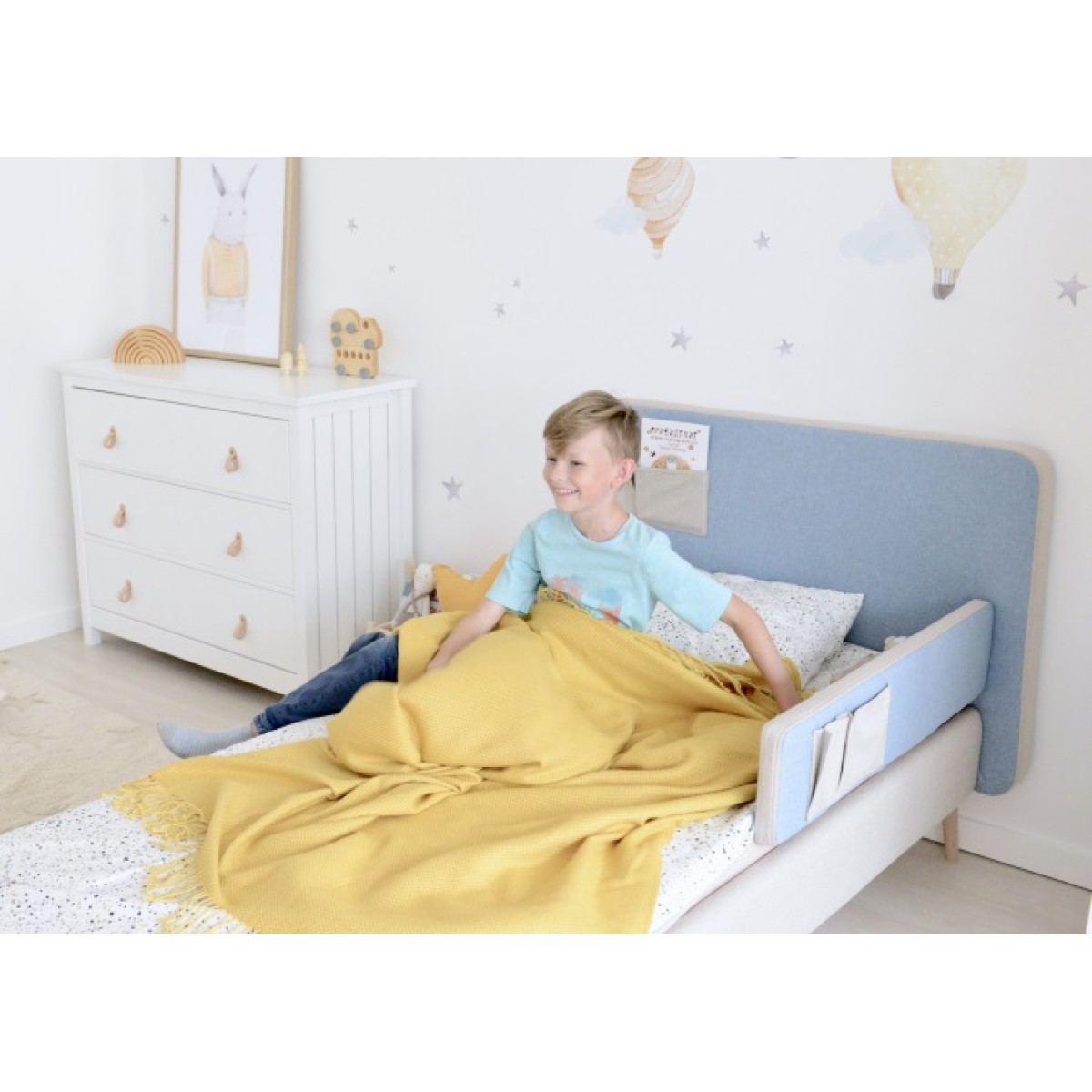 Кровать подростковая Soft (бежевый/голубой) 90*200 см
