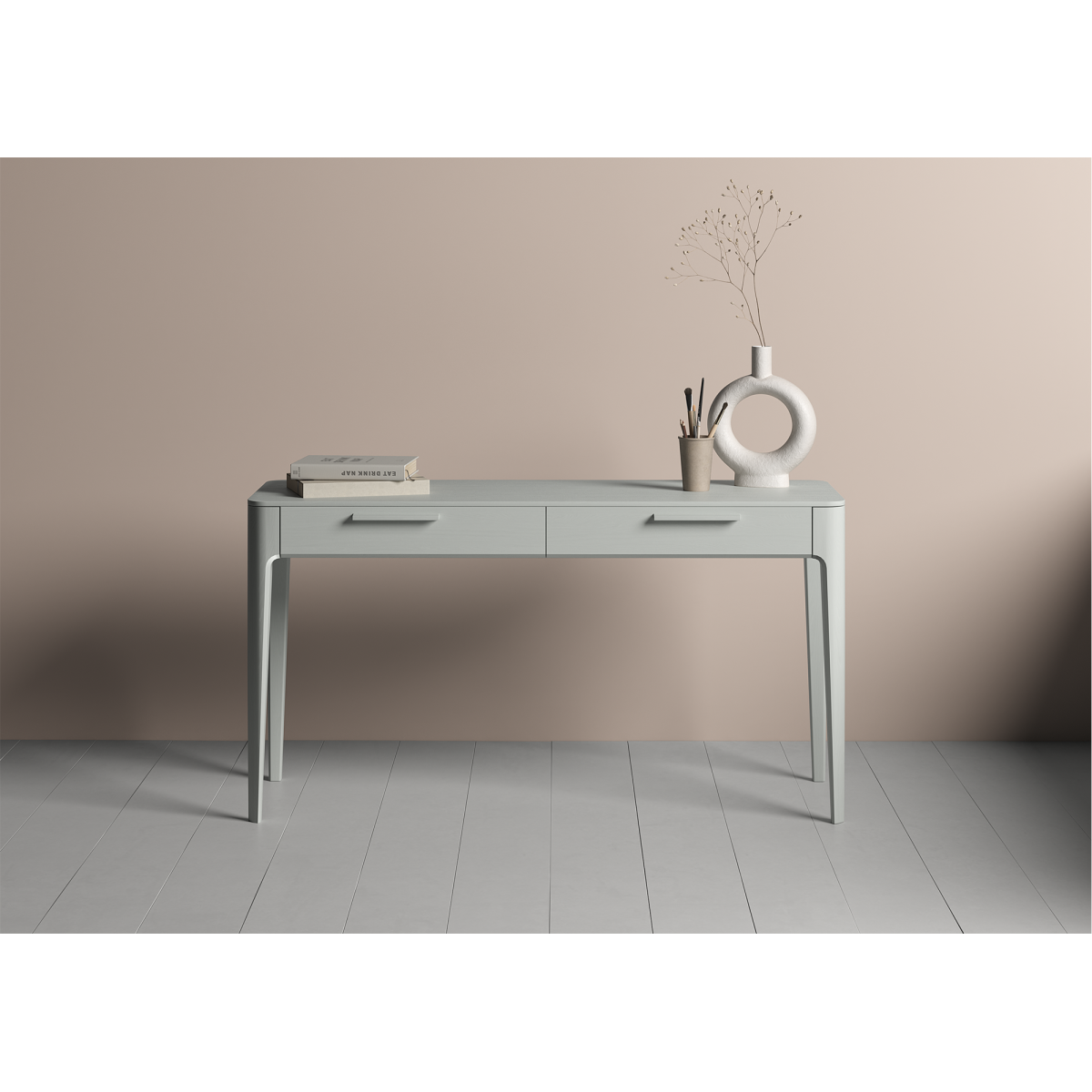 Консоль Type oak 2 ящика ширина 140 см (светло-серый)
