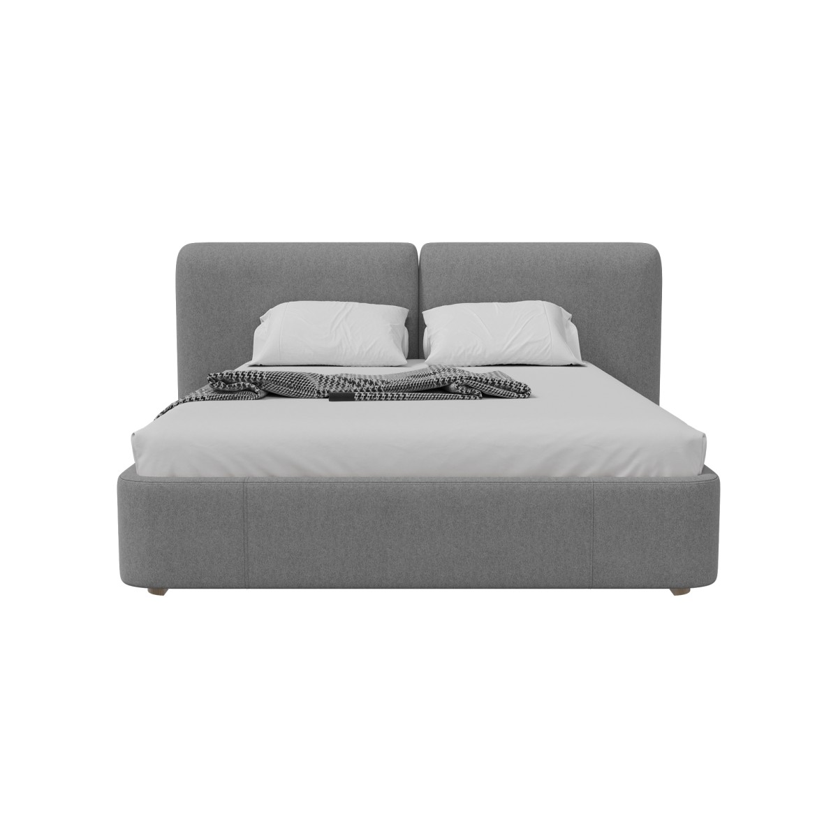 Кровать двуспальная Hub Soft 160 см (светло-серый, твид)