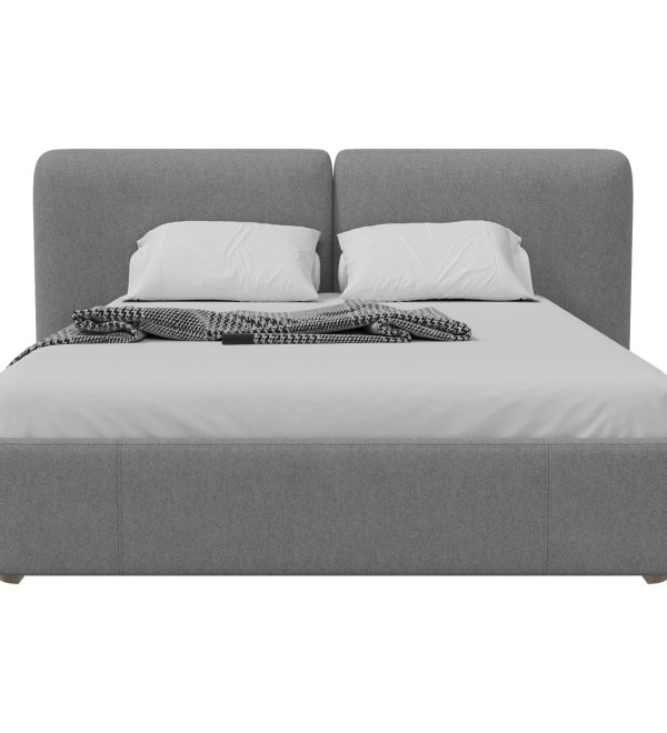 Кровать двуспальная Hub Soft 160 см (светло-серый, твид)
