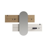 Вешалка Stripe L горизонтальная с зеркалом 60*160 см (натуральный дуб, дымка)