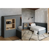 Диван-кровать Cube c нишей M (серый, твид)