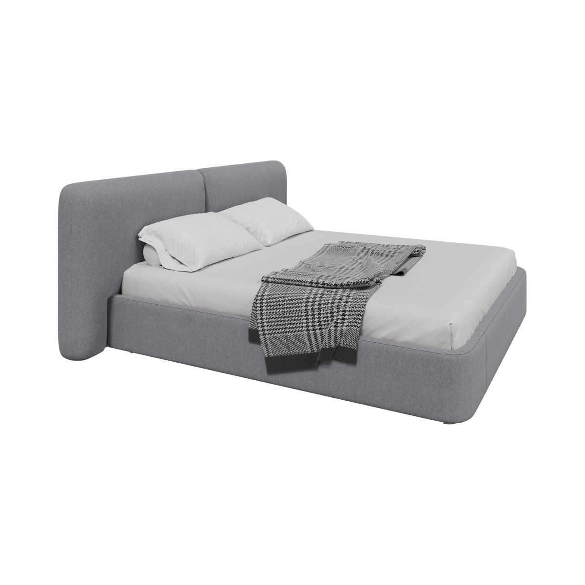 Кровать двуспальная Hub Soft 180 см (светло-серый, твид)