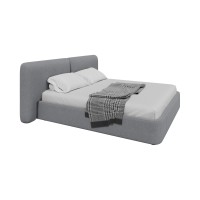 Кровать двуспальная Hub Soft 180 см (светло-серый, твид)