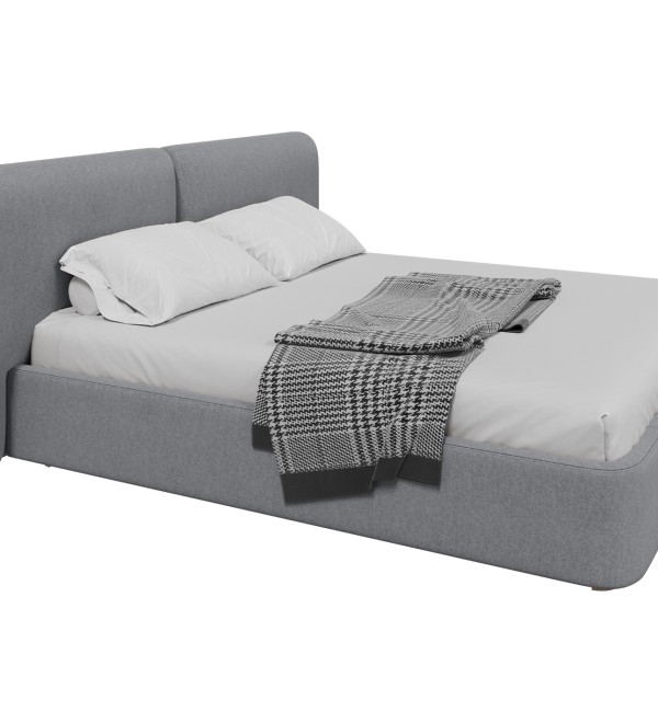 Кровать двуспальная Hub Soft 180 см (светло-серый, твид)