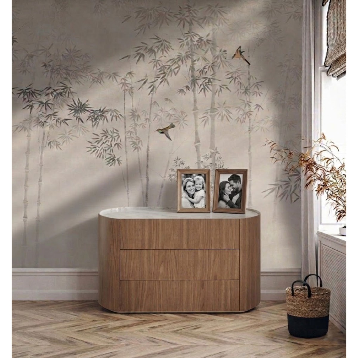 Комод Lagom 3 ящика ширина 120 см (натуральный дуб, камень LC)