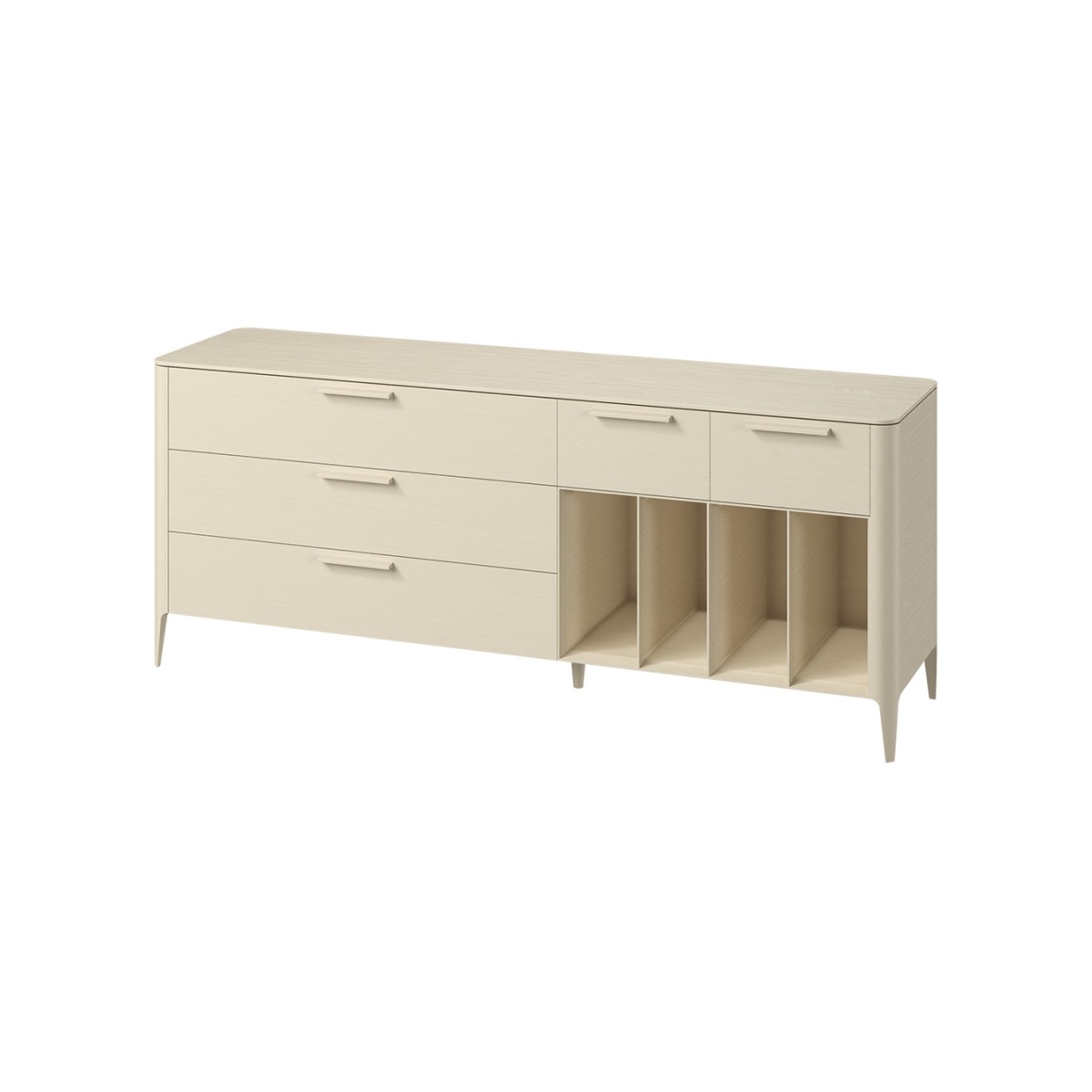 Тумба Type oak 5 ящиков 4 полки ширина 200 см (молочный)