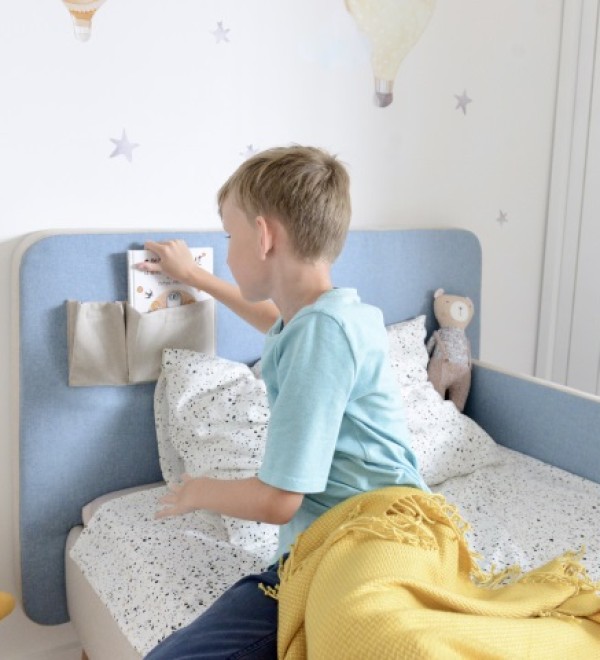Кровать подростковая Soft (бежевый/голубой) 90*200 см