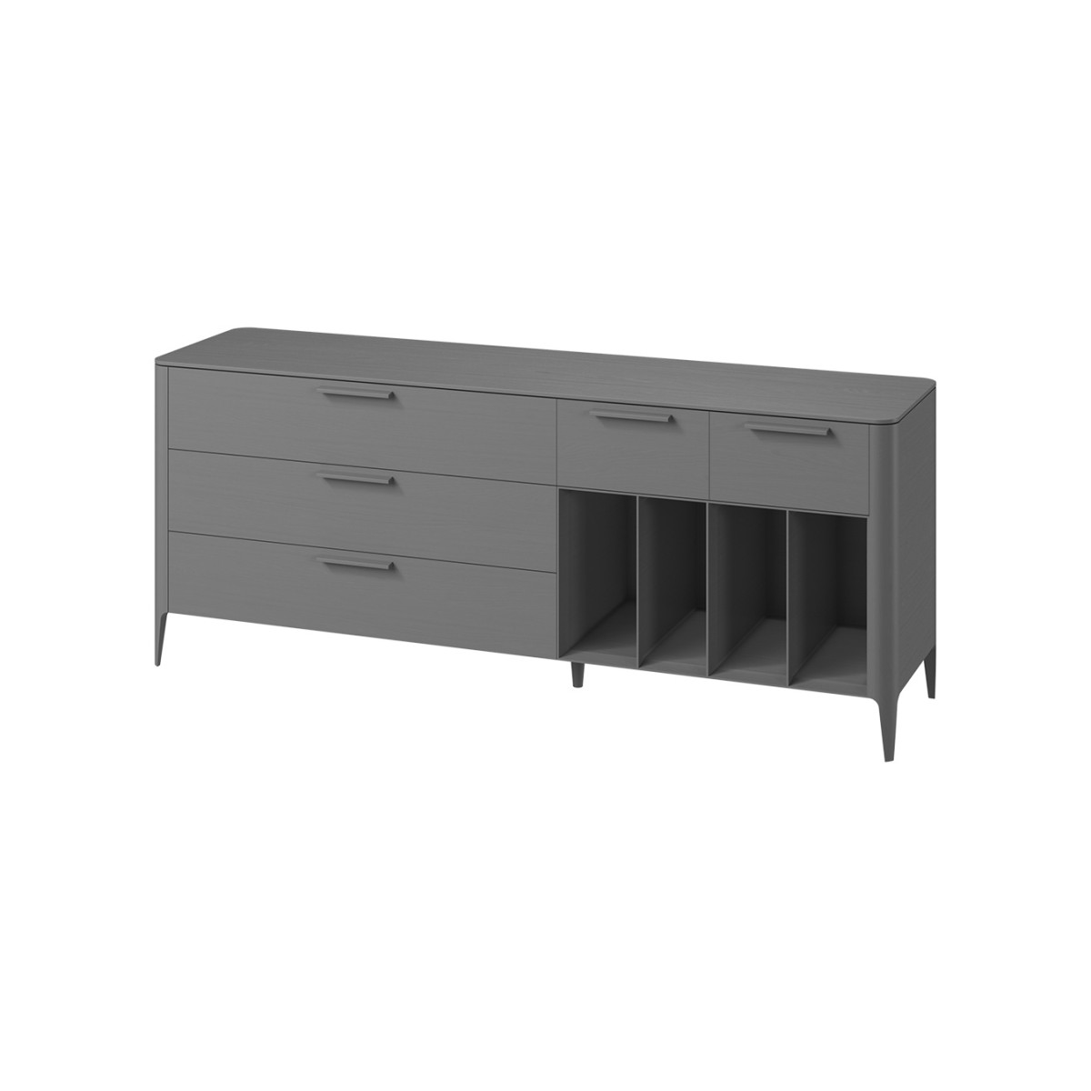 Тумба Type oak 5 ящиков 4 полки ширина 200 см (серый)