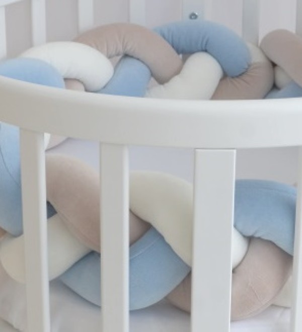 Бортик плетёный для люльки Ellipsebed (белый, бежевый, голубой)
