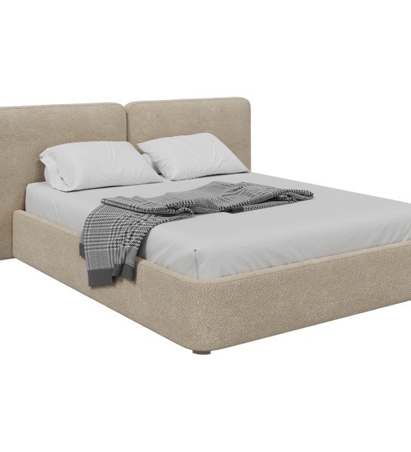 Кровать двуспальная Hub Soft 160 см (молочный, букле)