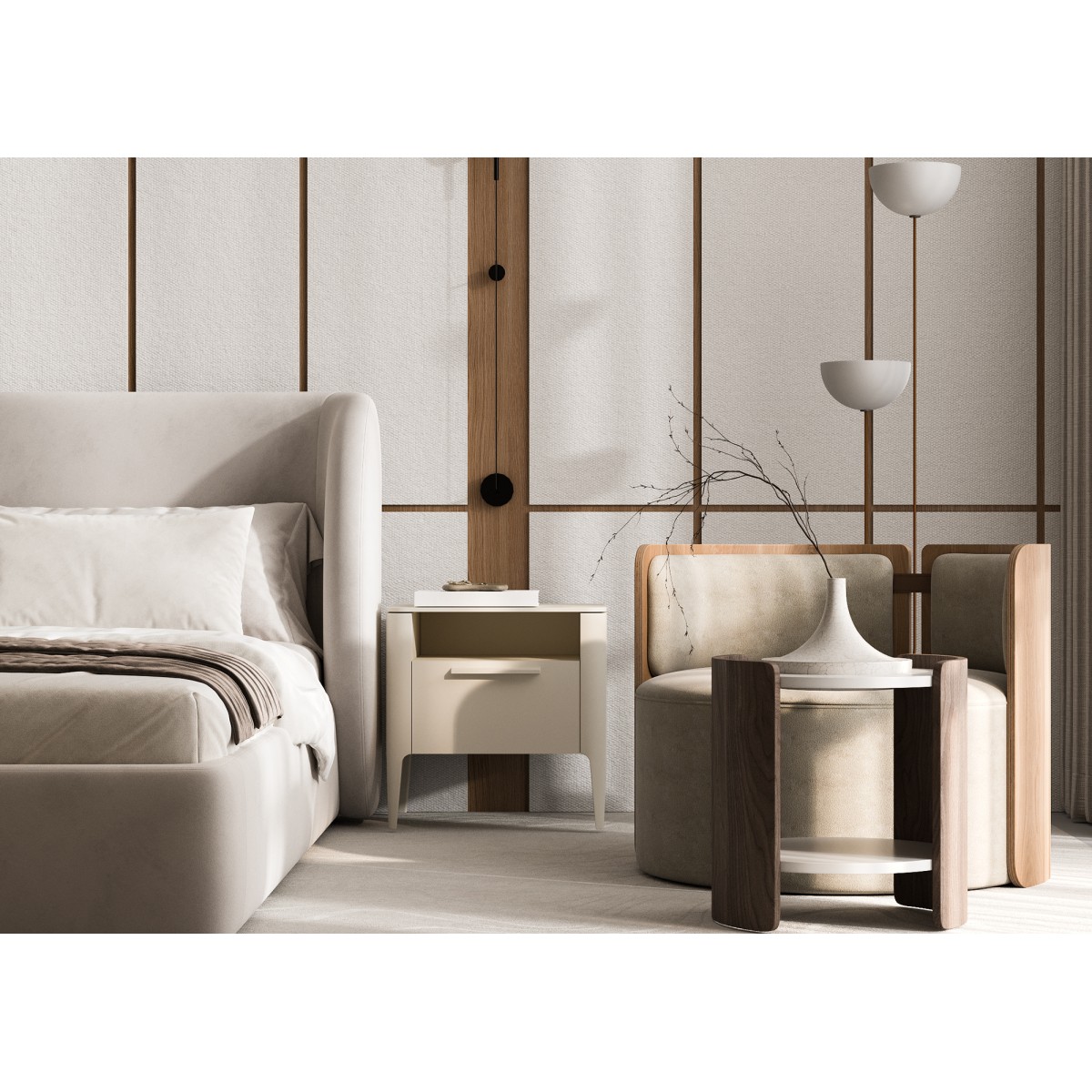 Тумба прикроватная Type 1 полка 1 ящик ширина 50 см (молочный)