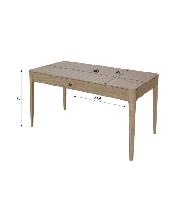 Стол письменный Type oak 140*70 см (натуральный дуб, черный)