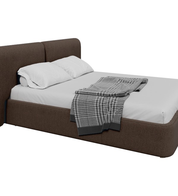 Кровать двуспальная Hub Soft 160 см (шоколад, твид)