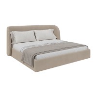 Кровать двуспальная Classic 200 см (бежевый, велюр)