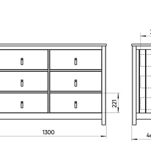 Комод Wood 6 ящиков (серый)