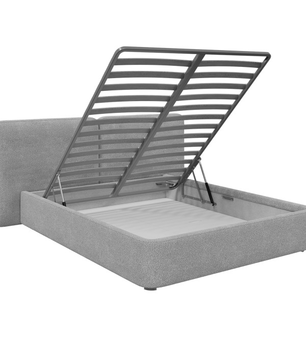 Кровать двуспальная Hub Soft 160 см (серый, букле)