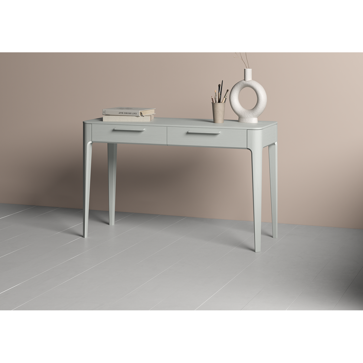 Консоль Type oak 2 ящика ширина 120 см (светло-серый)