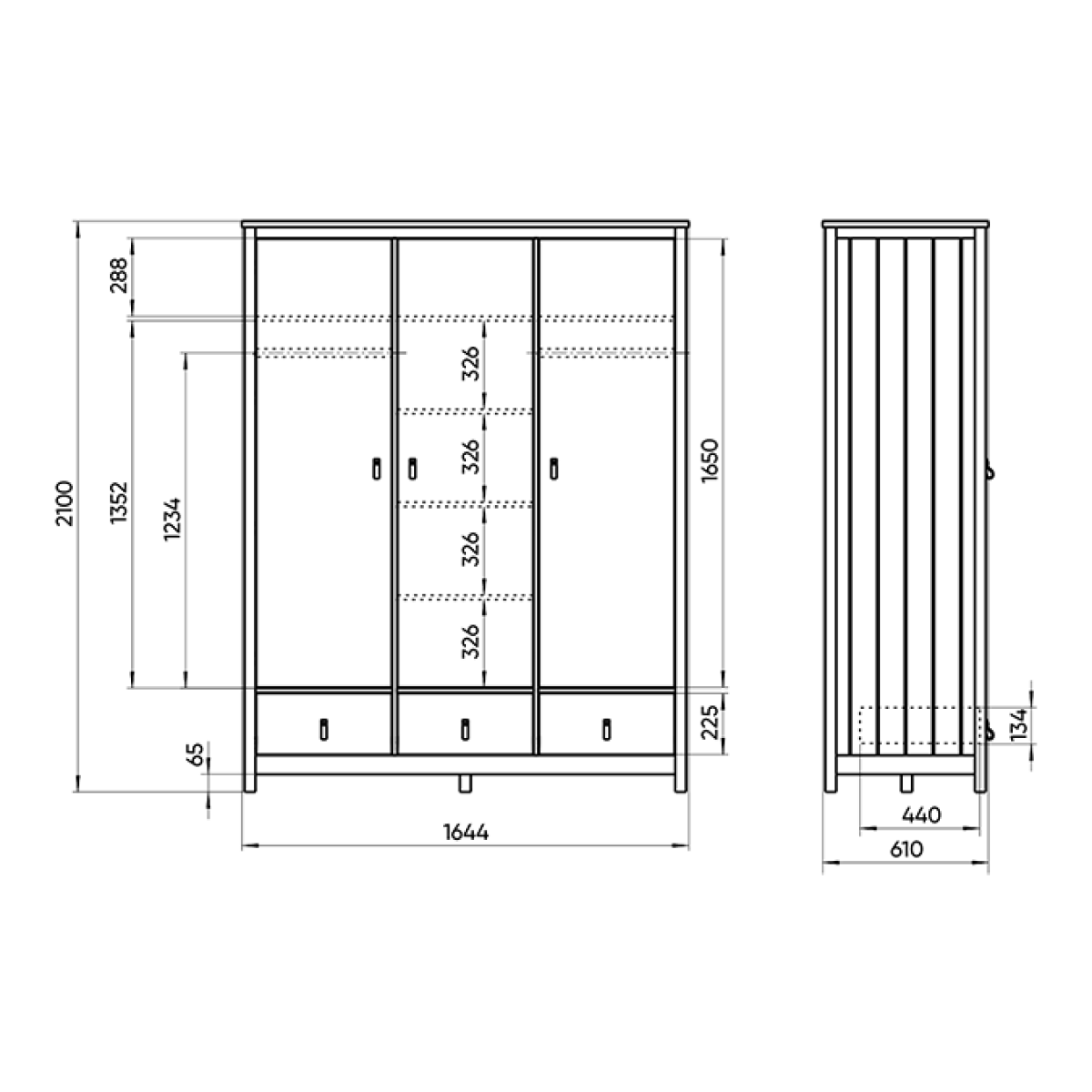 Шкаф Wood 3-х створчатый (серый)