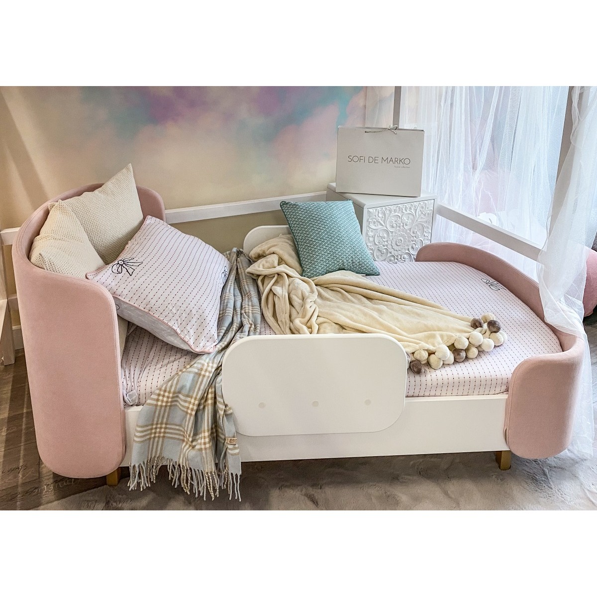 Комплект чехлов для кровати KIDI Soft размер M, L (розовый)