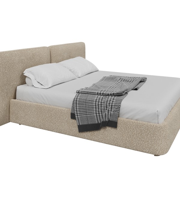 Кровать двуспальная Hub Soft 180 см (молочный, букле)
