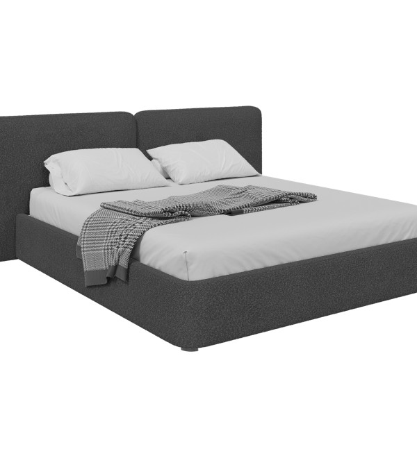 Кровать двуспальная Hub Soft 180 см (серый, букле)