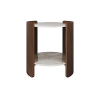 Столик Lagom Stone D 43 см высота 45 см (камень OV, орех)