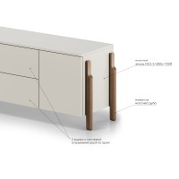 Тумба Basic 2 двери 2 ящика ширина 170 см (молочный)