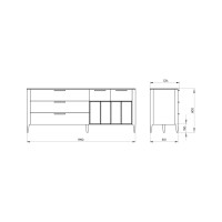 Тумба Type oak 5 ящиков 4 полки ширина 200 см (беленый дуб)
