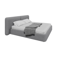 Кровать двуспальная Hub Soft 200 см (светло-серый, твид)