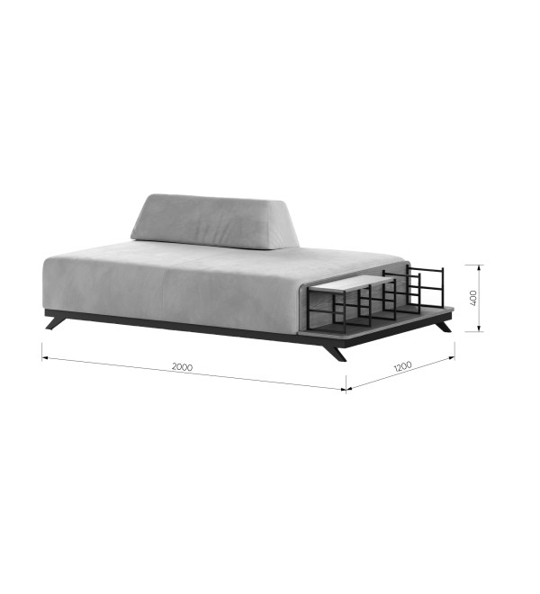 Софа Cube с полкой 120*200 см (зелено-голубой FiberGuard)