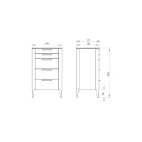 Комод Type oak высокии? 5 ящиков (беленый дуб)