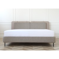 Кровать двуспальная Hub 160 см (бежевый, экокожа, рогожка)