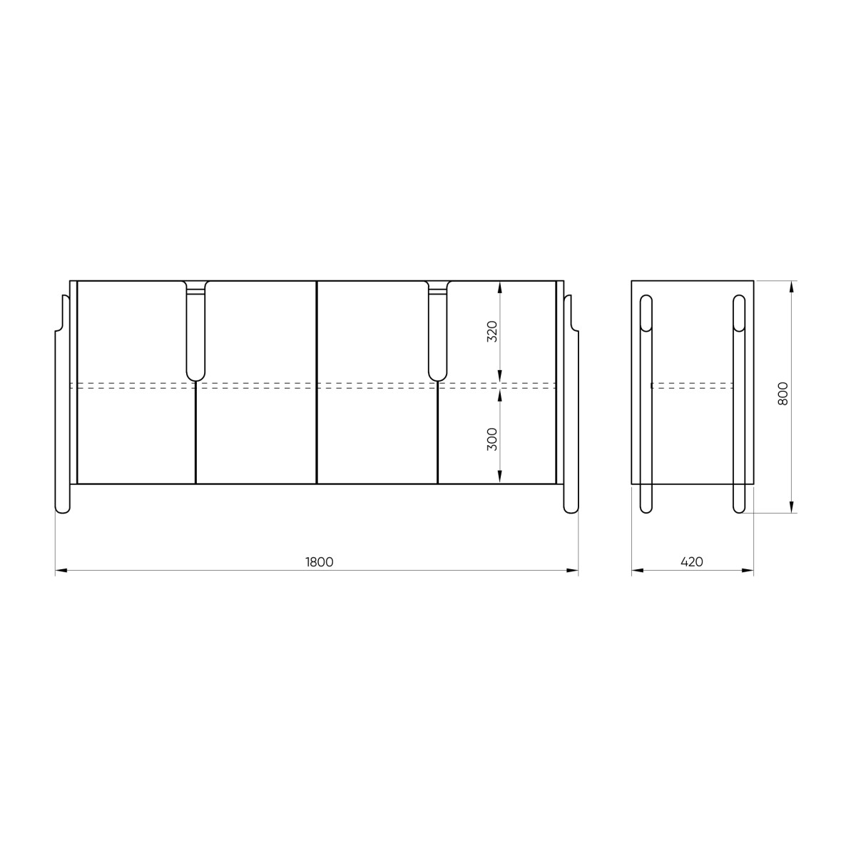 Комод Basic 4 двери ширина 180 см (серо-бежевый)