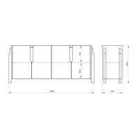 Комод Basic 4 двери ширина 180 см (серо-бежевый)