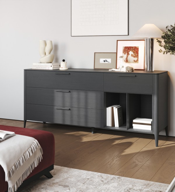 Тумба Type oak 4 ящика 2 полки ширина 180 см (черный)