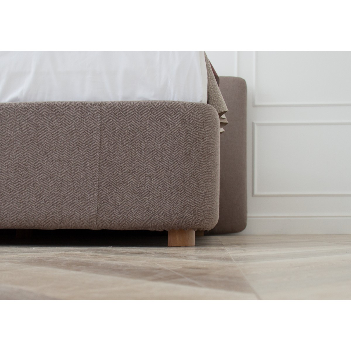 Кровать двуспальная Hub Soft 160 см (капучино, твид)