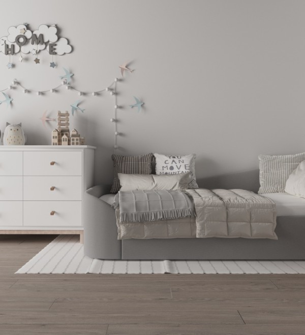 Диван-кровать KIDI Soft с низким изножьем 90*200 см R (серый)