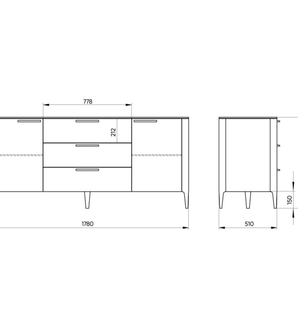 Тумба Type oak 2 двери 3 ящика (серый)