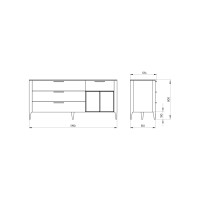 Тумба Type oak 4 ящика 2 полки ширина 180 см (беленый дуб)