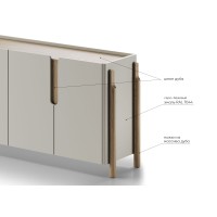 Комод Basic 4 двери ширина 180 см (серо-бежевый)