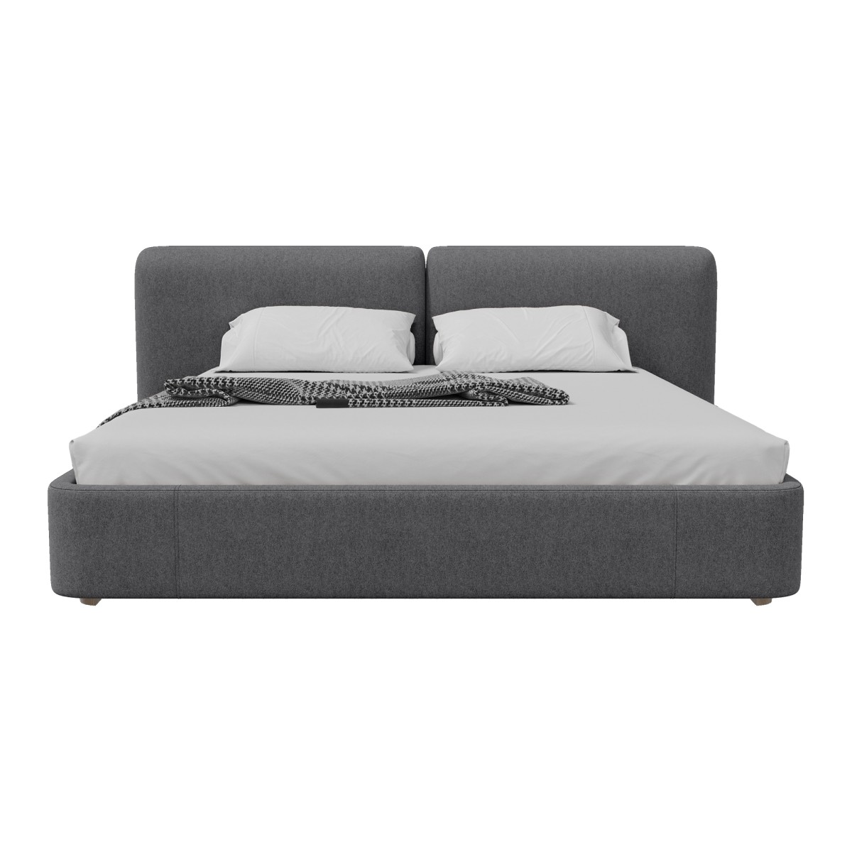 Кровать двуспальная Hub Soft 180 см (серый, твид)