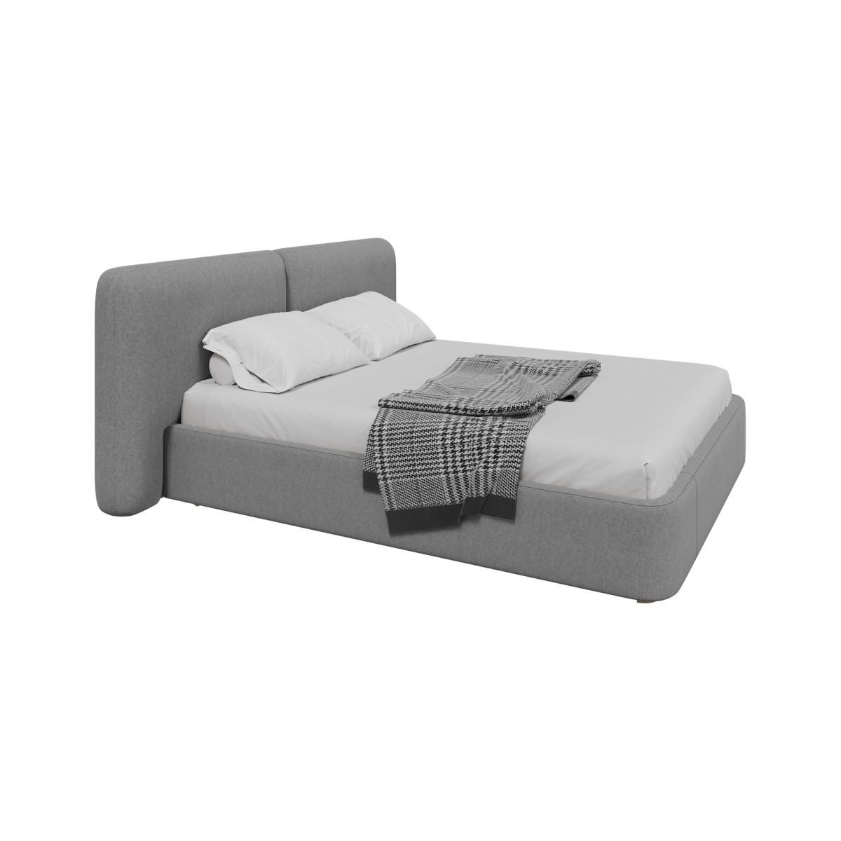 Кровать двуспальная Hub Soft 160 см (светло-серый, твид)
