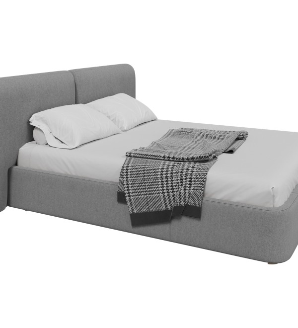 Кровать двуспальная Hub Soft 160 см (светло-серый, твид)
