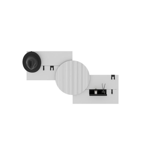Вешалка Stripe M горизонтальная с зеркалом D 60 см (белый)