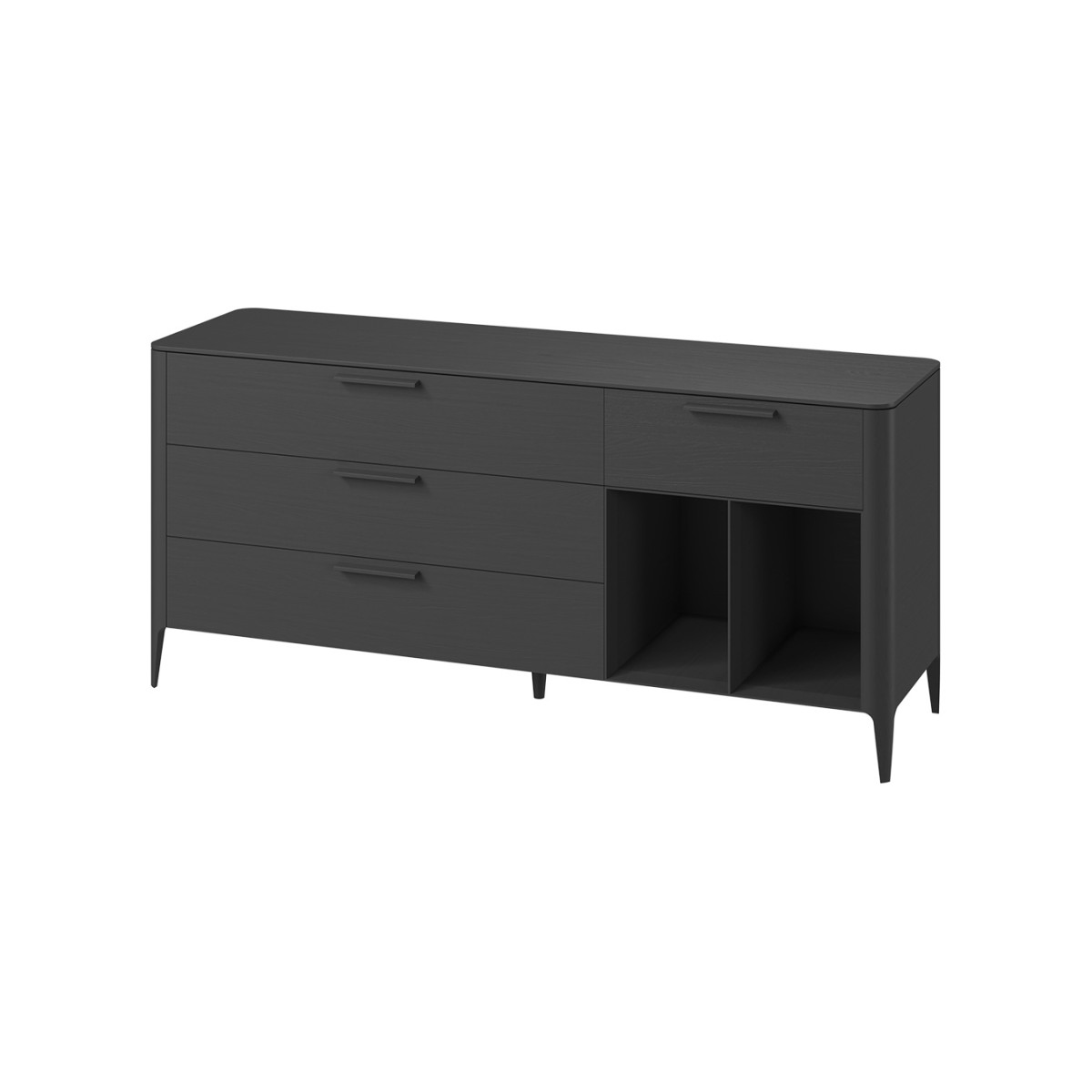 Тумба Type oak 4 ящика 2 полки ширина 180 см (черный)